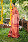 Ambara - Peach Kanchipuram Silk Saree