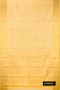 Sandal Dual Tone Kanchipuram Silk Saree with Zari Brocade on the body and Zari Border.  displayed on a mannequin