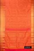 Pink Dual Tone Kanchipuram Silk Saree with Zari Brocade on the body and Zari Border.  displayed on a mannequin