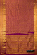 Purple Dual Tone Kanchipuram Silk Saree with Zari Brocade on the body and Zari Border.  displayed on a mannequin