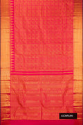 Pink Dual Tone Kanchipuram Silk Saree with Zari Brocade on the body and Zari Border.  displayed on a mannequin