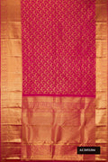 Dark Pink Dual Tone Kanchipuram Silk Saree with Zari Brocade on the body and Zari Border.  displayed on a mannequin