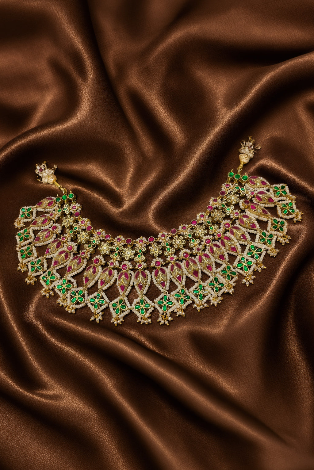 Emerald Trellis Gold Plated Choker Necklace Set
