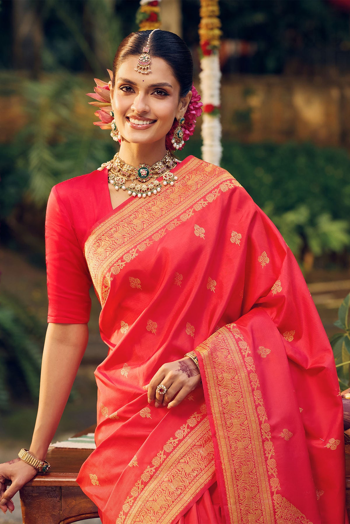 Vasavi-Pure Silk Red Kanchipuram Saree