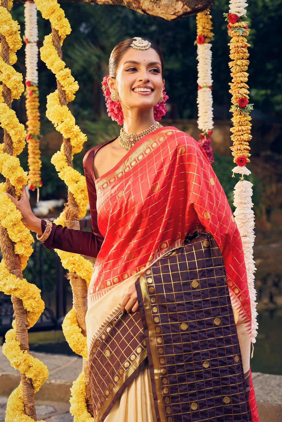 Mugdha-Pure Silk Off-White Kanchipuram Saree