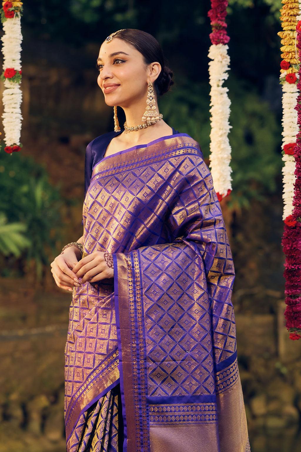 Sonakshi- Blue Pure Silk Kanchipuram Saree