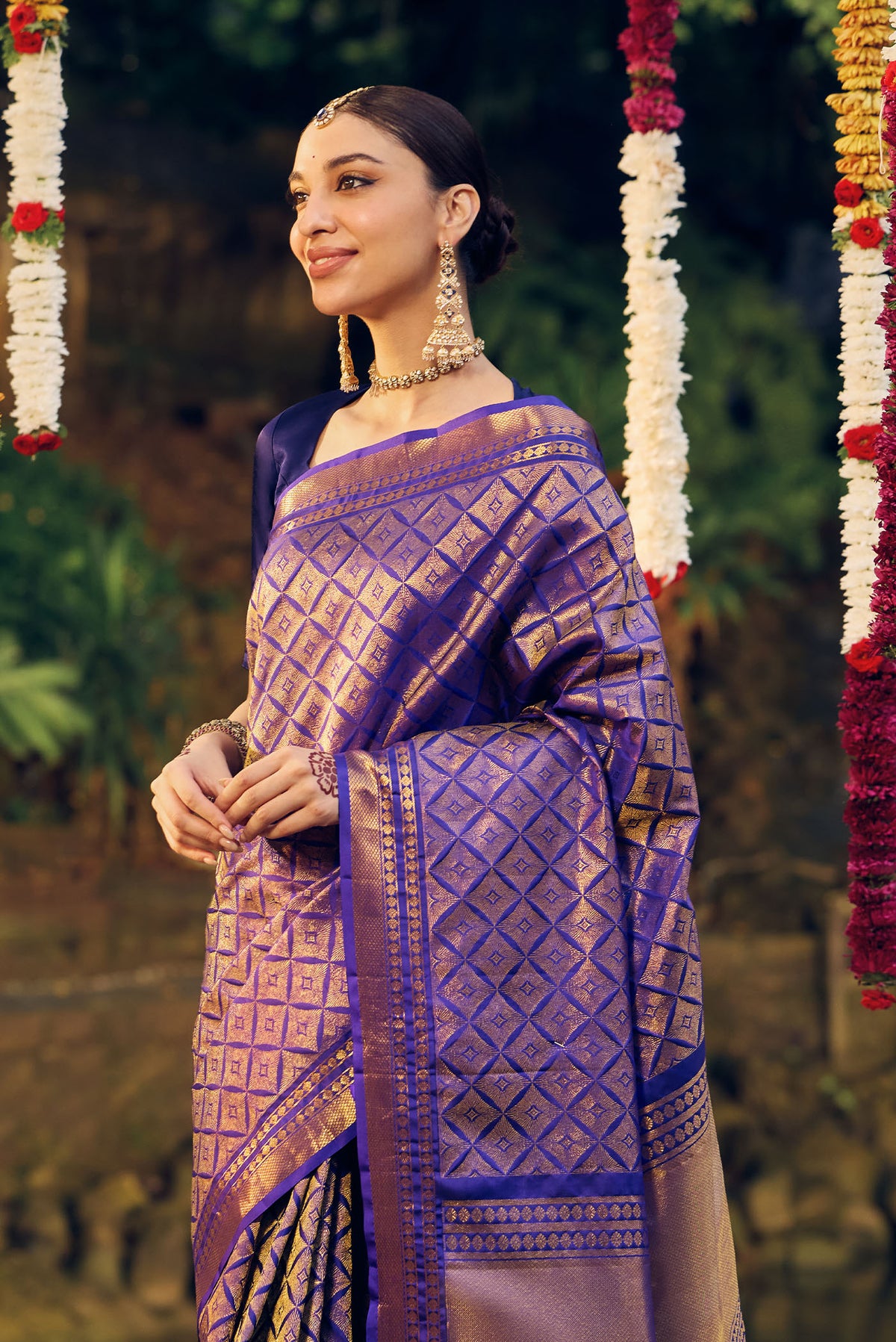 Sonakshi- Blue Pure Silk Kanchipuram Saree