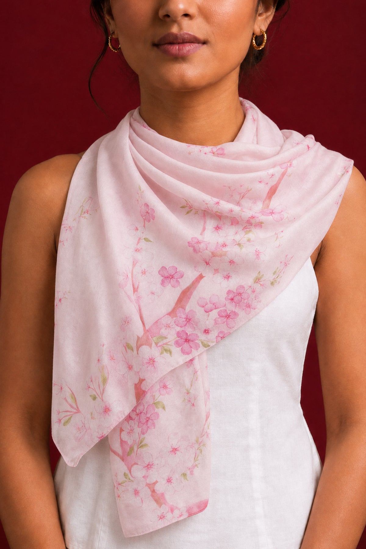 Pink Satin Silk Saree with Printed design on the body and Without Border