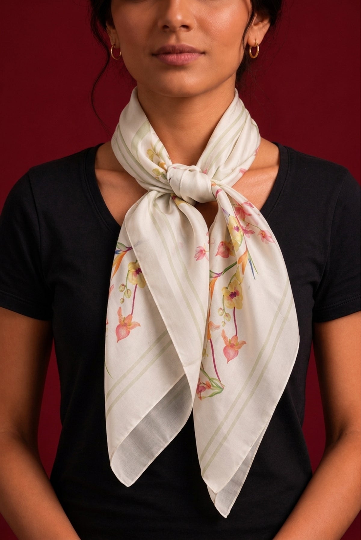 Beige Satin Silk Saree with Printed design on the body and Without Border