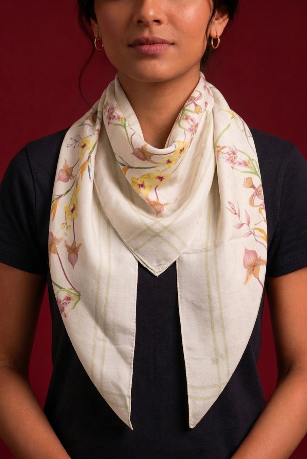 Beige Satin Silk Saree with Printed design on the body and Without Border