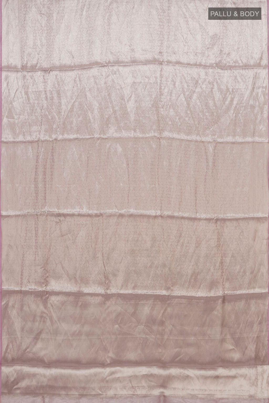 Flat view of Pink Banarasi Silk Saree with Zari Brocade on the body and Zari Border