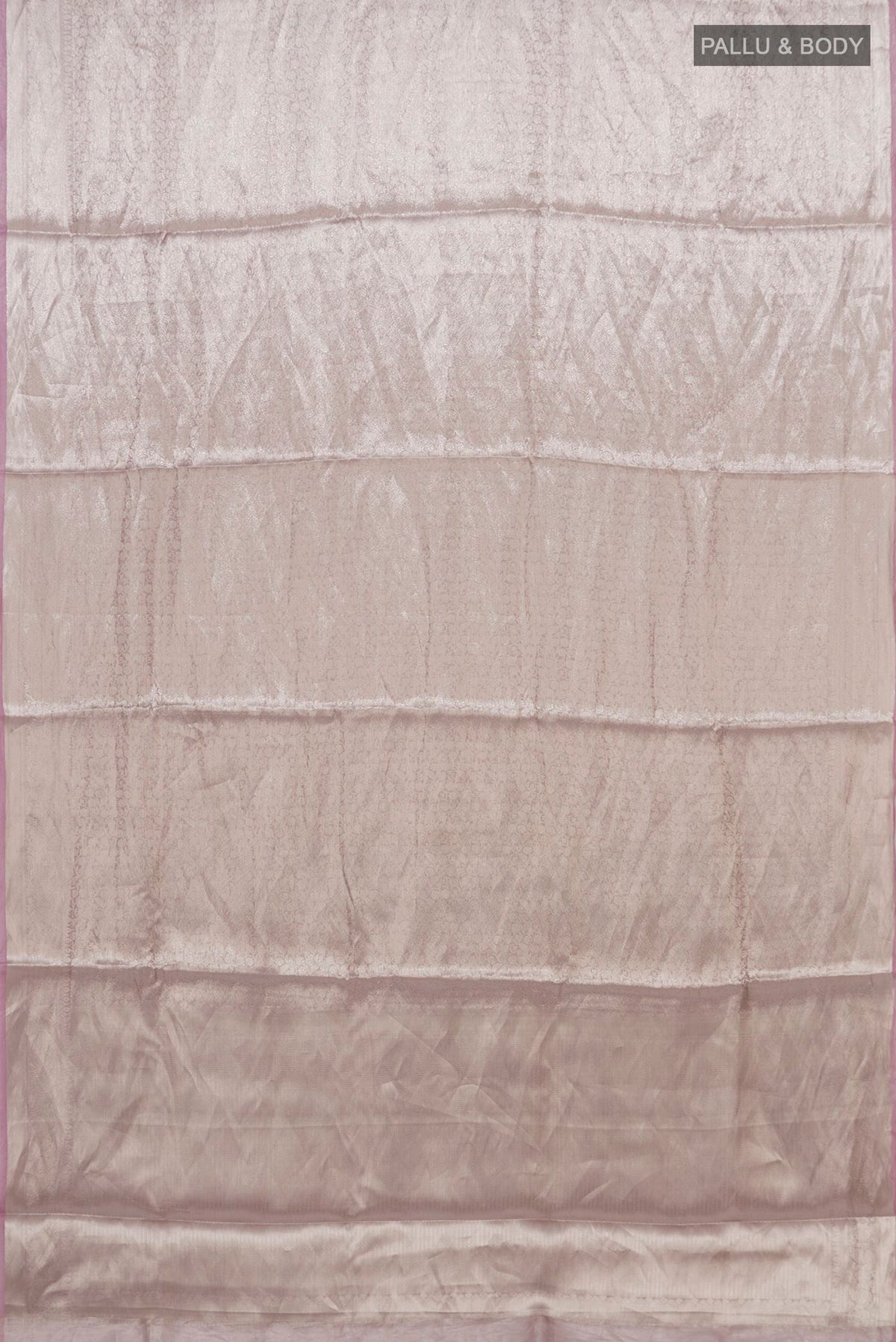 Flat view of Pink Banarasi Silk Saree with Zari Brocade on the body and Zari Border