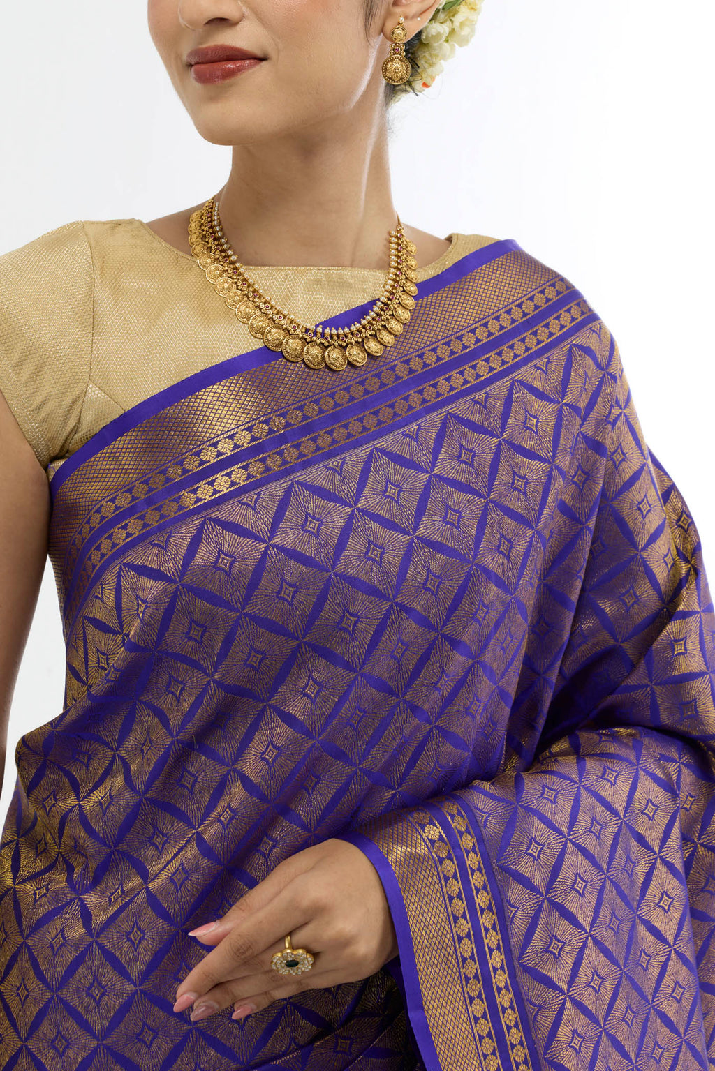 Sonakshi- Royal Blue Pure Silk Kanchipuram Saree