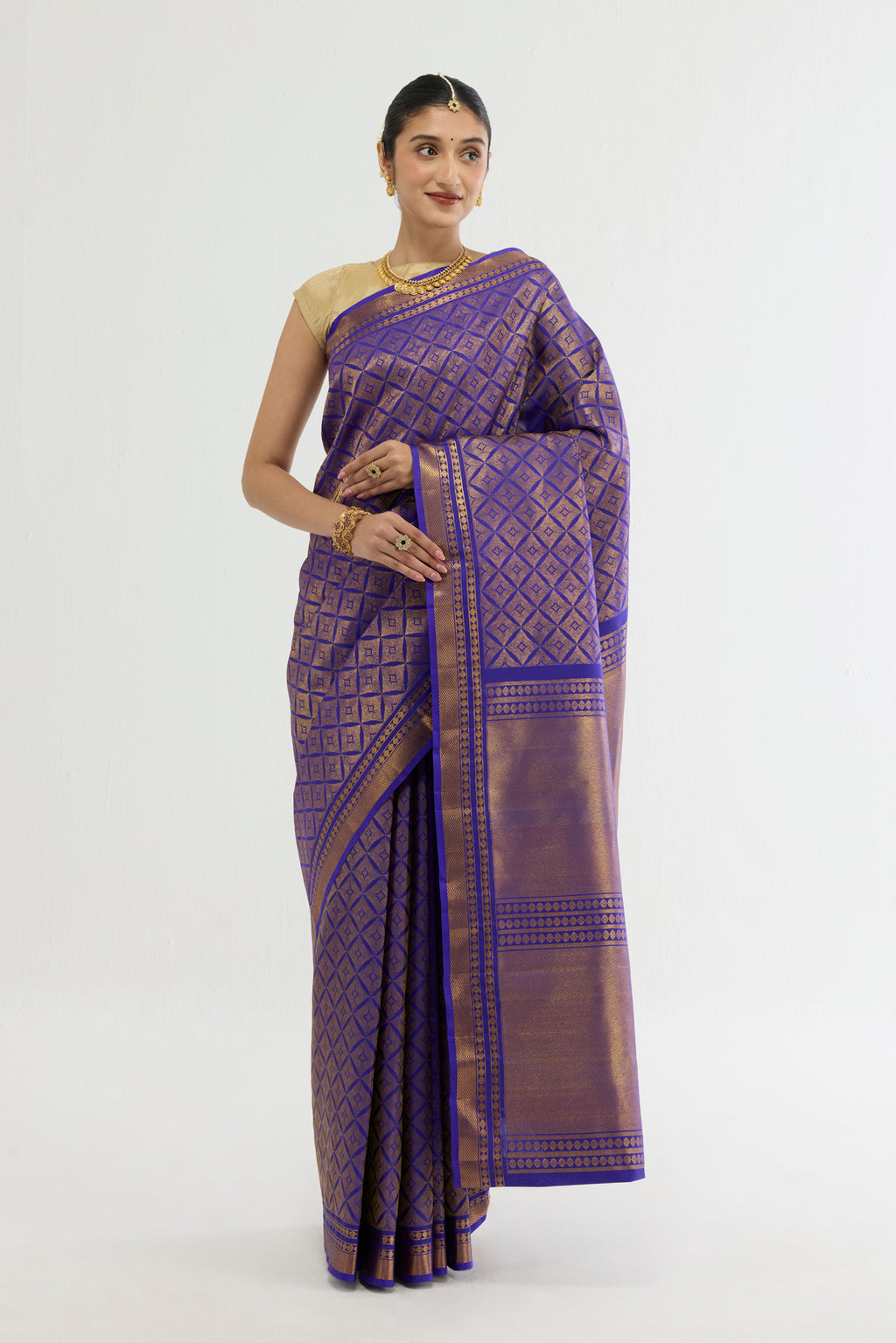 Sonakshi- Royal Blue Pure Silk Kanchipuram Saree
