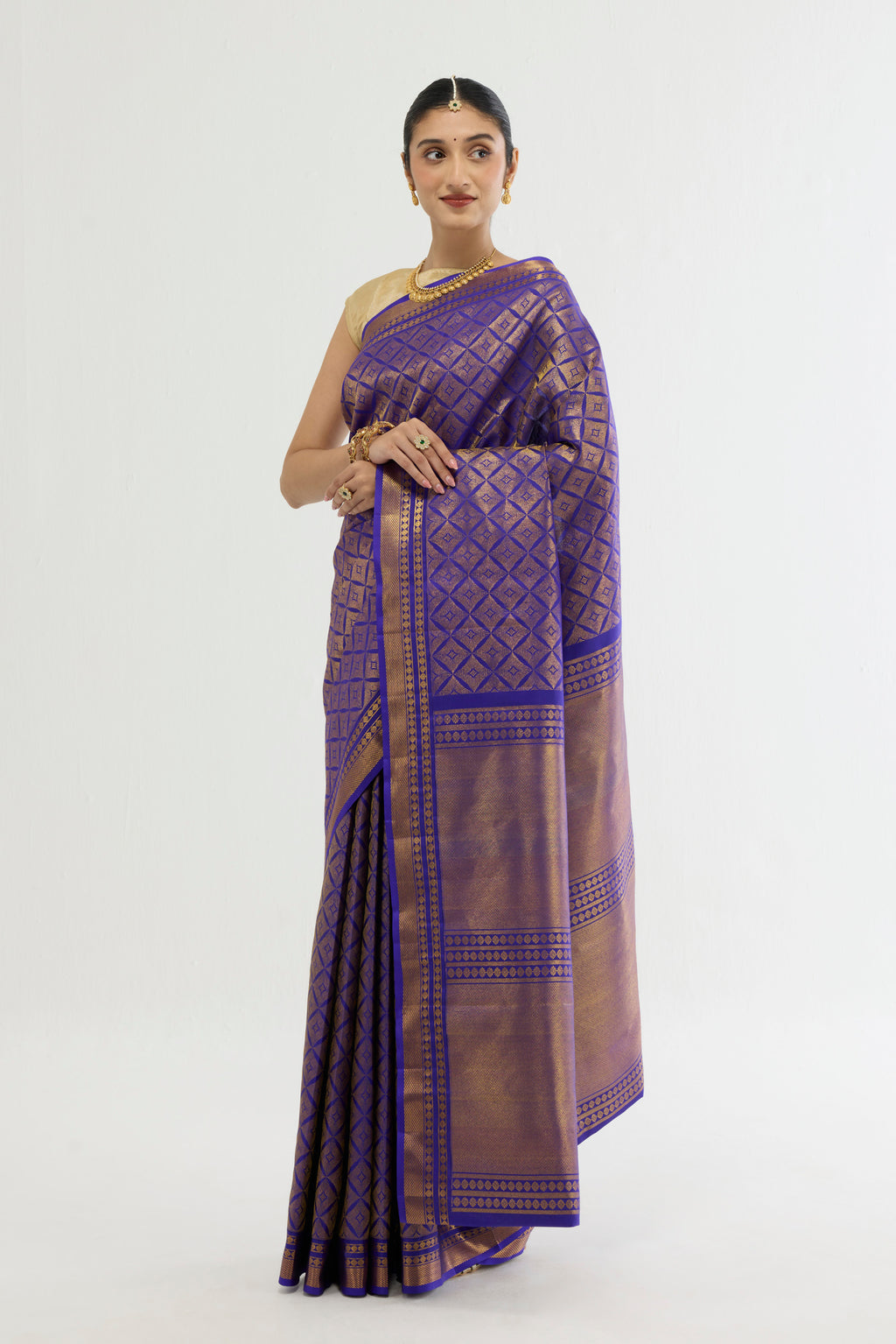 Sonakshi- Royal Blue Pure Silk Kanchipuram Saree