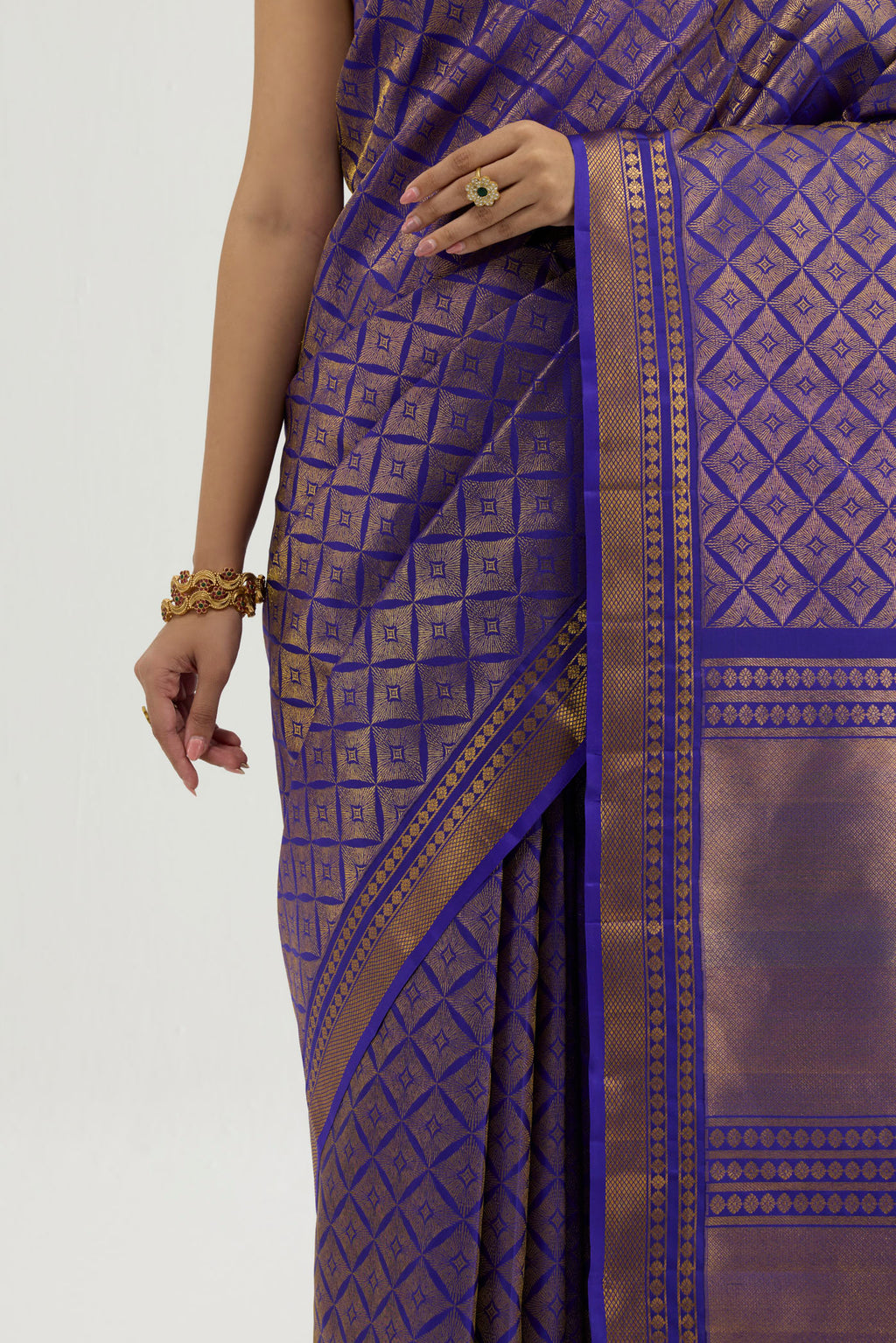 Sonakshi- Royal Blue Pure Silk Kanchipuram Saree