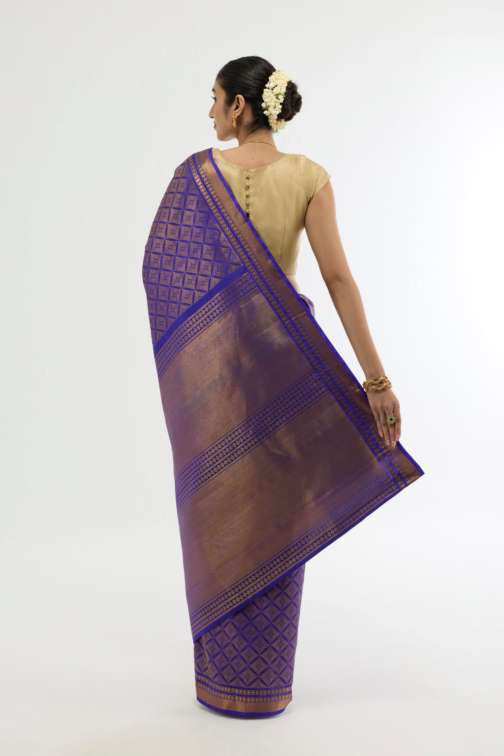 Sonakshi- Royal Blue Pure Silk Kanchipuram Saree