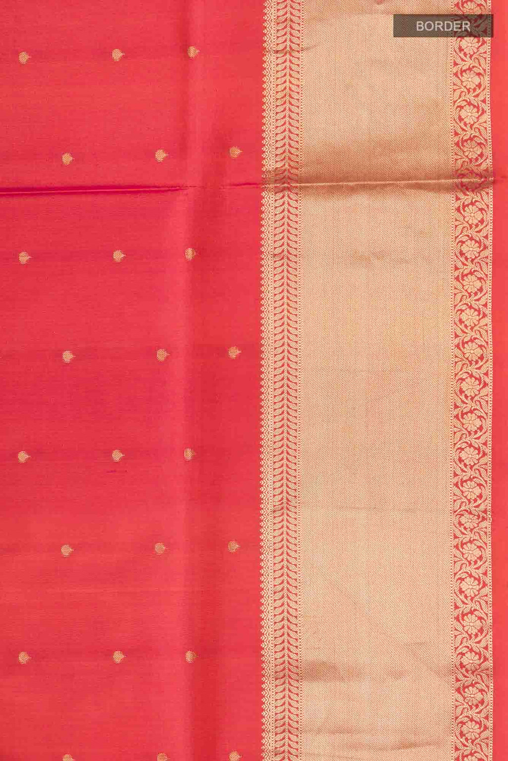 Border image of Maroon Banarasi Raw Silk Saree with Checked design on the body and Zari Border. 