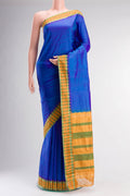 Magenta Blended Satin Silk Saree with Embroidery on the body and Fancy Border.  displayed on a mannequin