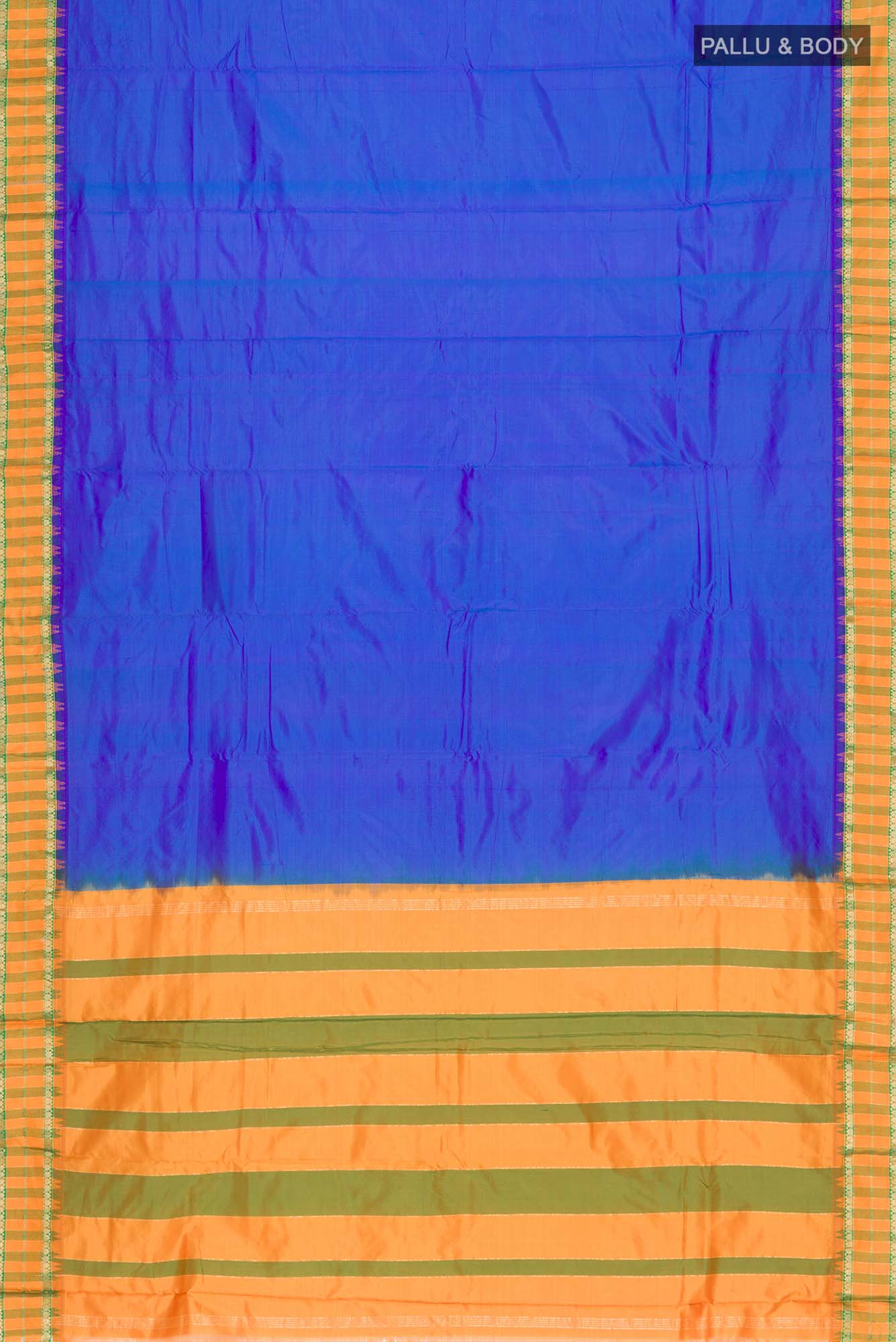 Flat view of Magenta Blended Satin Silk Saree with Embroidery on the body and Fancy Border. 