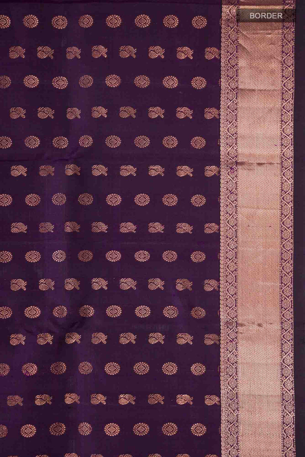 Border image of Sandal Mysore Crepe Silk Saree with Floral Print on the body and Zari Border. 