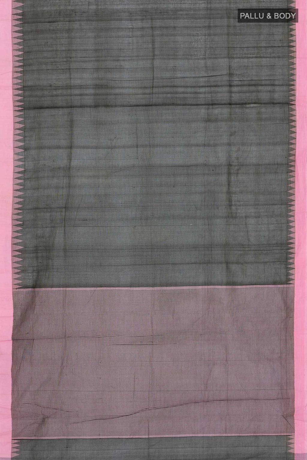 Flat view of Green Orissa Cotton Saree with Plain Body and Plain Border. 