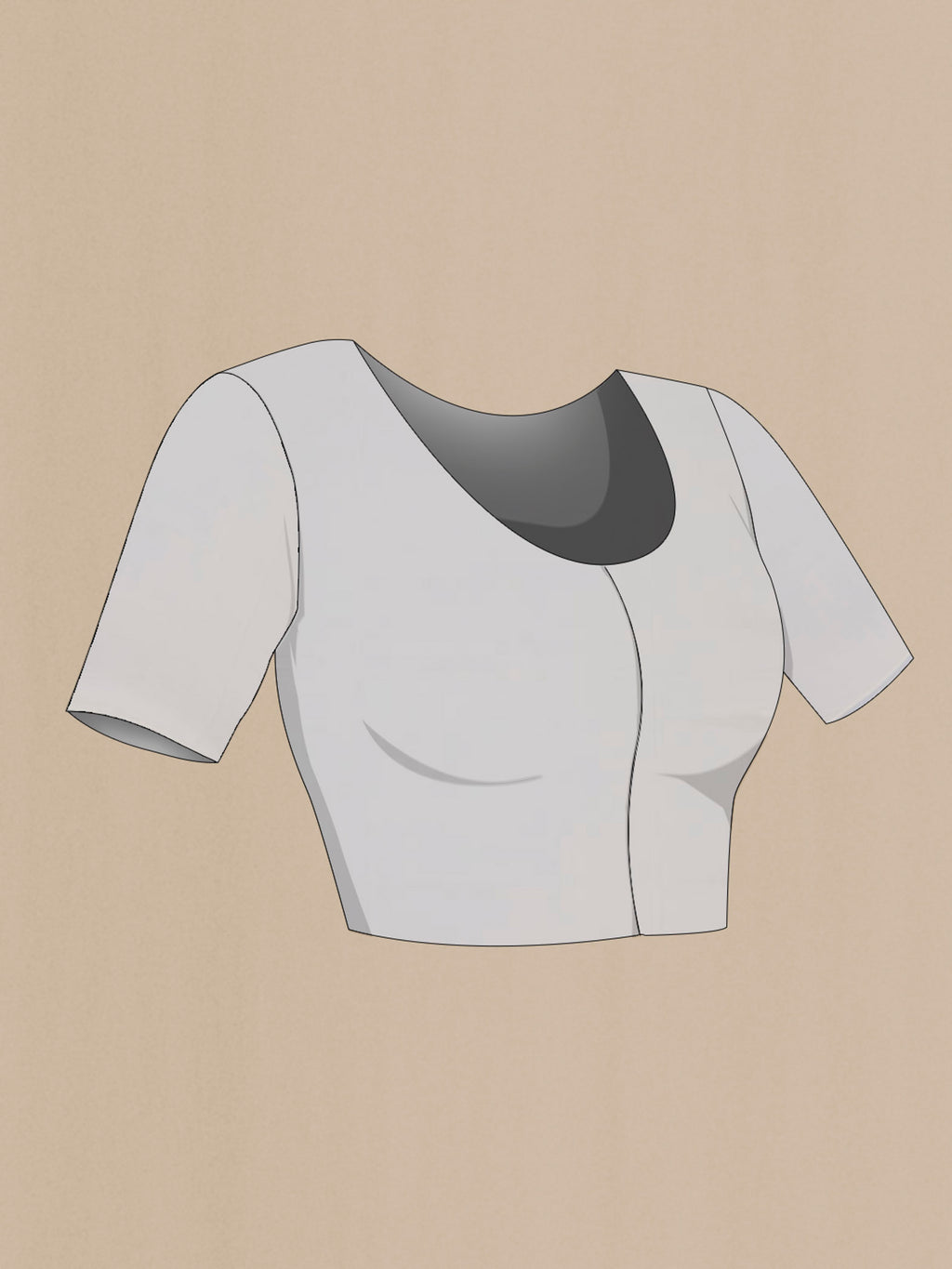 Close up image of the blouse of Off White Blended Chiffon Saree with Embroidery on the body and Lace Border. 