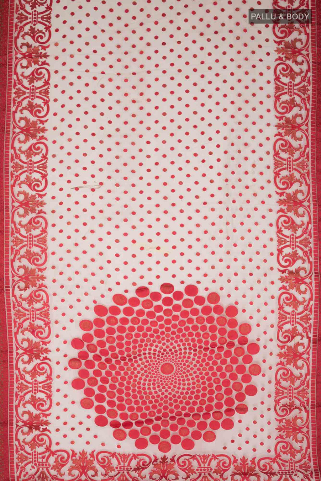 Flat view of Brown Blended Organza Silk Saree with Jacquard design on the body and Fancy Border. 