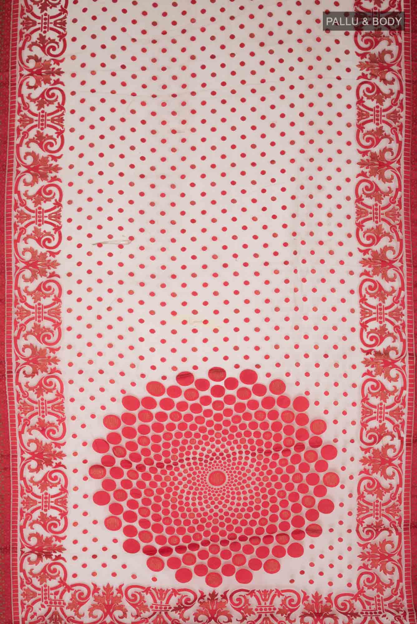 Flat view of Brown Blended Organza Silk Saree with Jacquard design on the body and Fancy Border. 