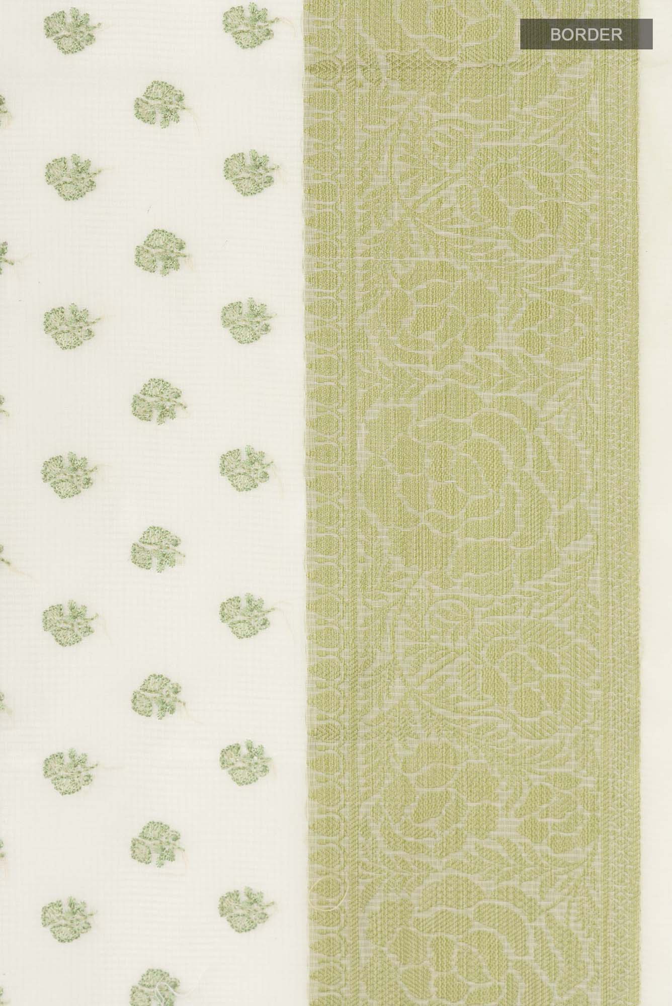 Border image of Cream Blended Kota Cotton Saree with Embroidery on the body and Thread Border. 