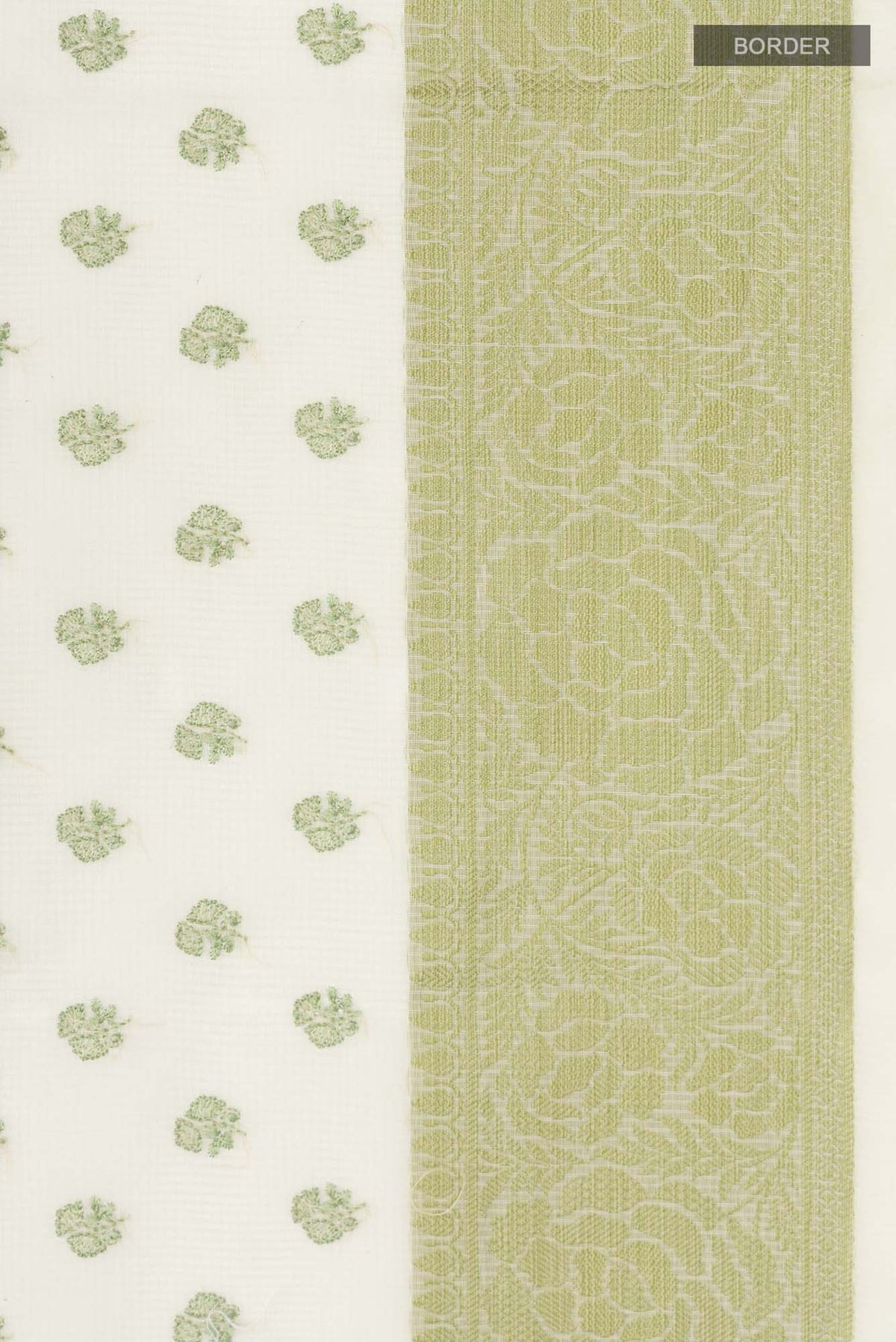 Border image of Cream Blended Kota Cotton Saree with Embroidery on the body and Thread Border. 