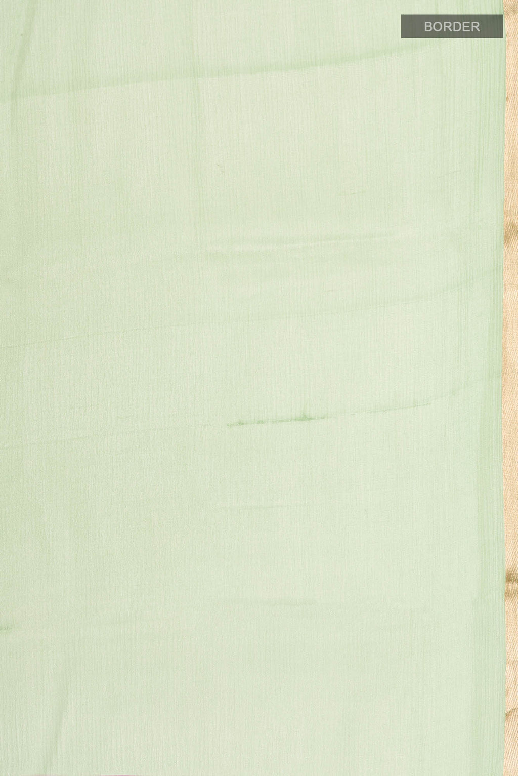 Border image of Green Mysore Chiffon Saree with Plain Body and Zari Border. 
