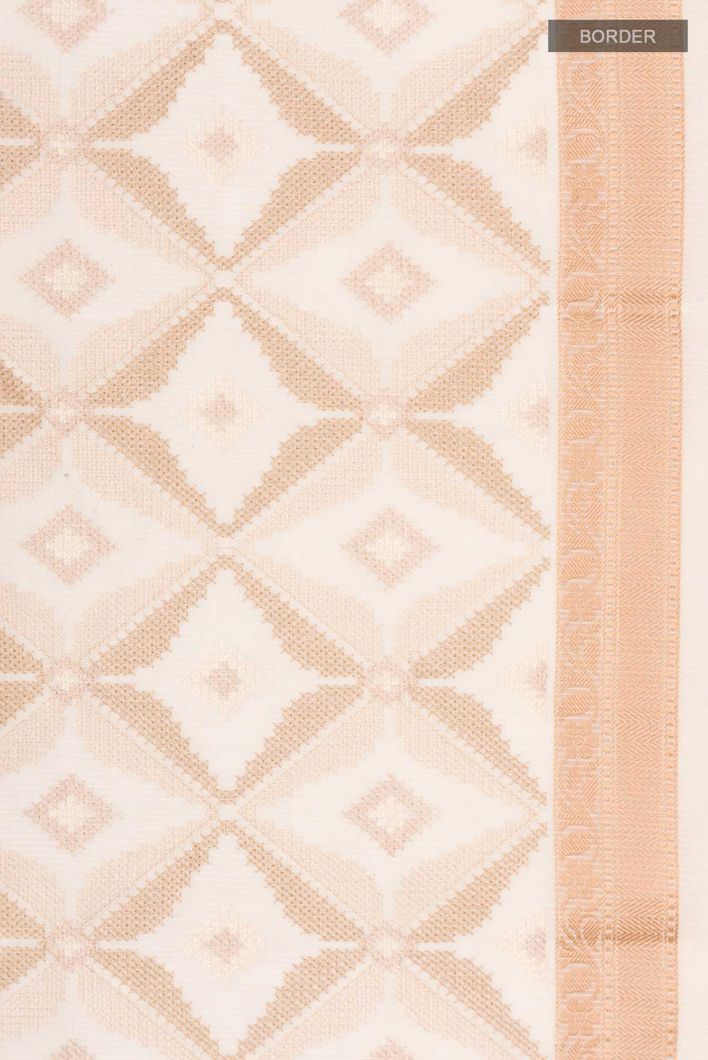 Border image of Cream Blended Kota Cotton Saree with Embroidery on the body and Thread Border. 