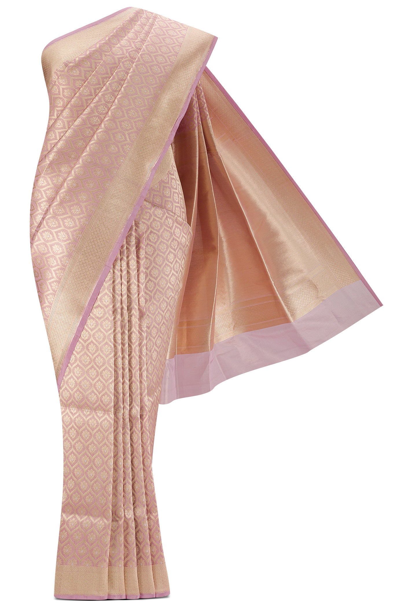 Antara-Rose Gold Banarasi Silk Saree