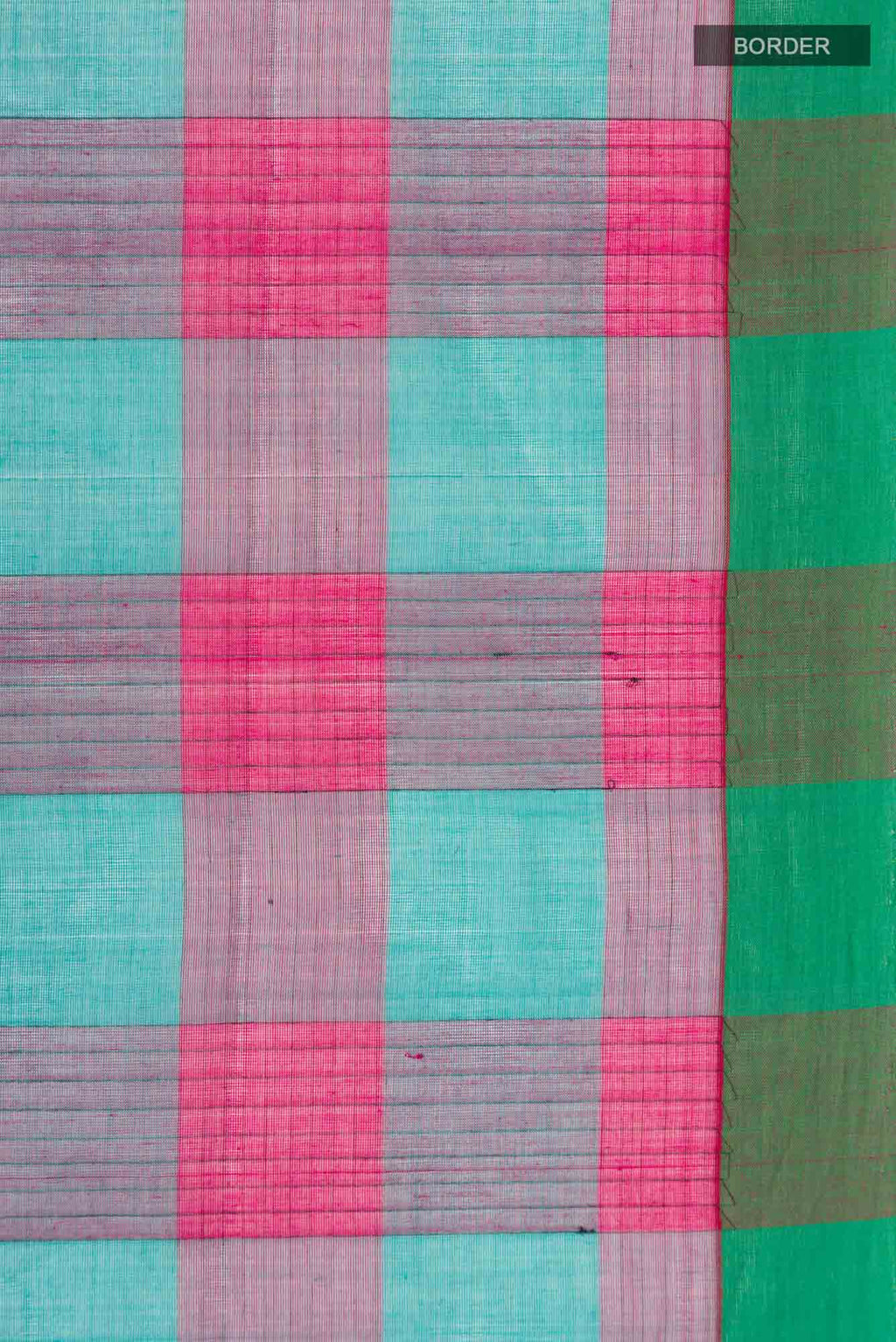 Border image of Multi Color Coimbatore Cotton Saree with Checked design on the body and Plain Border. 