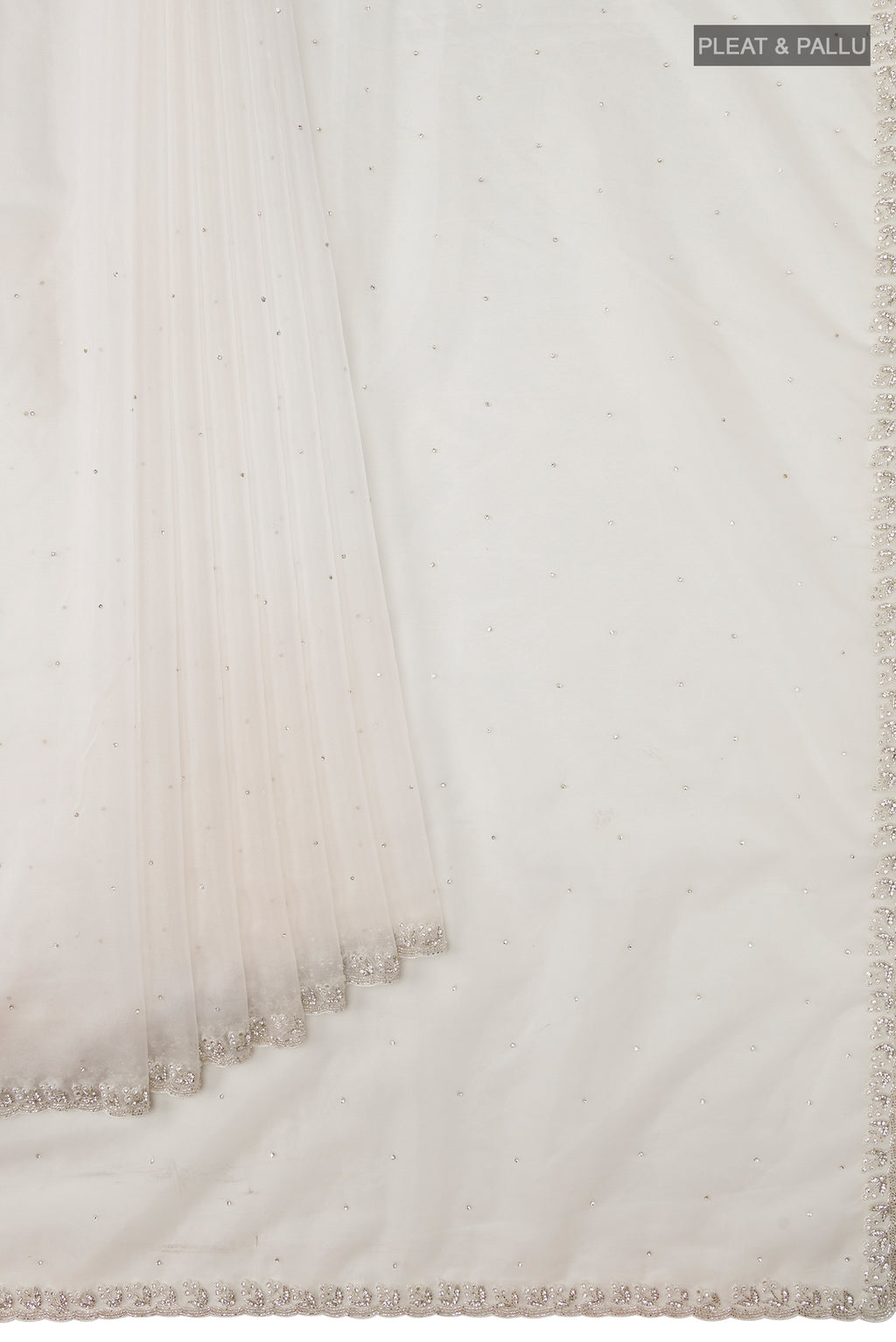 White Blended Organza Silk Saree