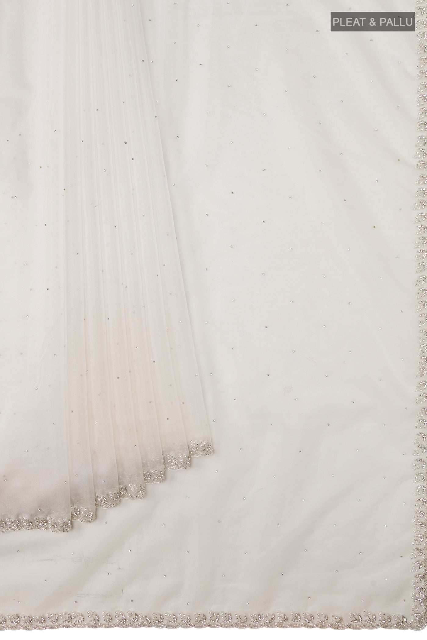 White Blended Organza Silk Saree