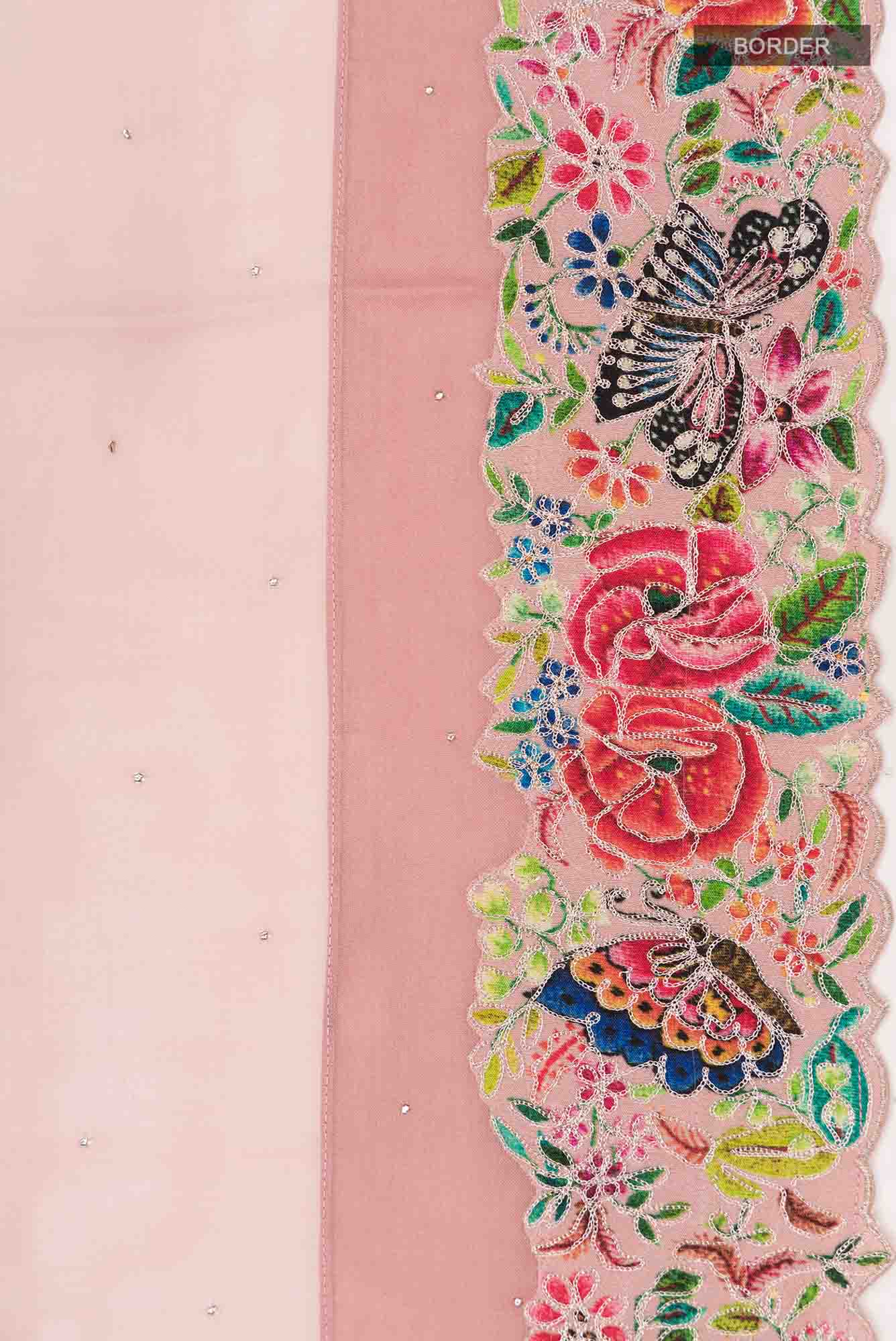 Peach Pure Organza Silk Saree