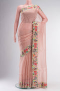 Peach Pure Organza Silk Saree