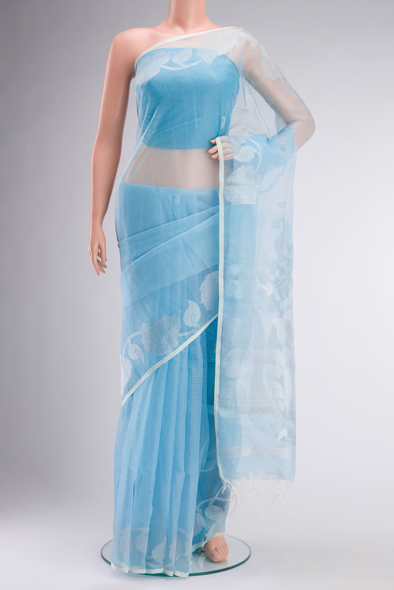 Blue Pure Organza Silk Saree