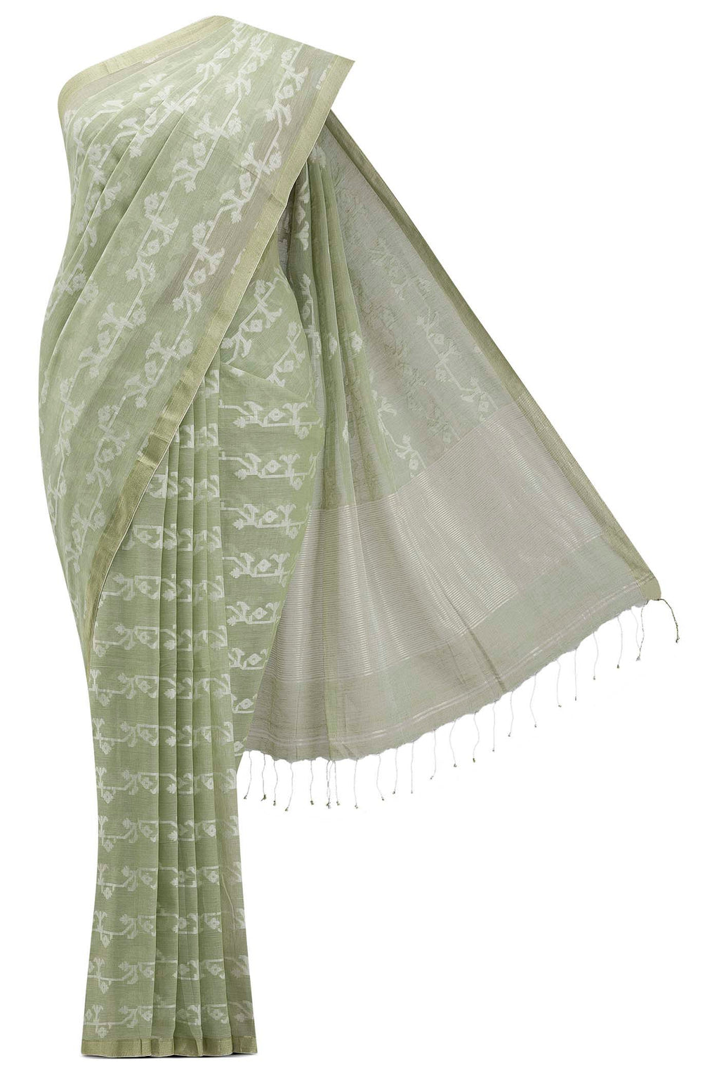Kadambini-Light Green Bengal Cotton Saree