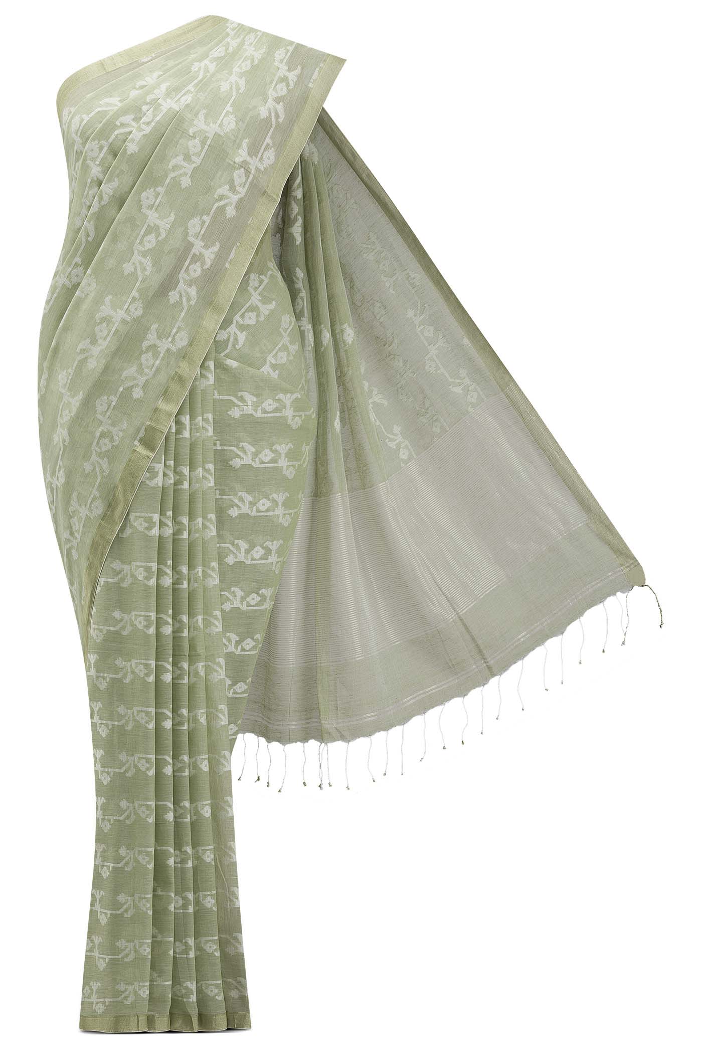 Kadambini-Light Green Bengal Cotton Saree