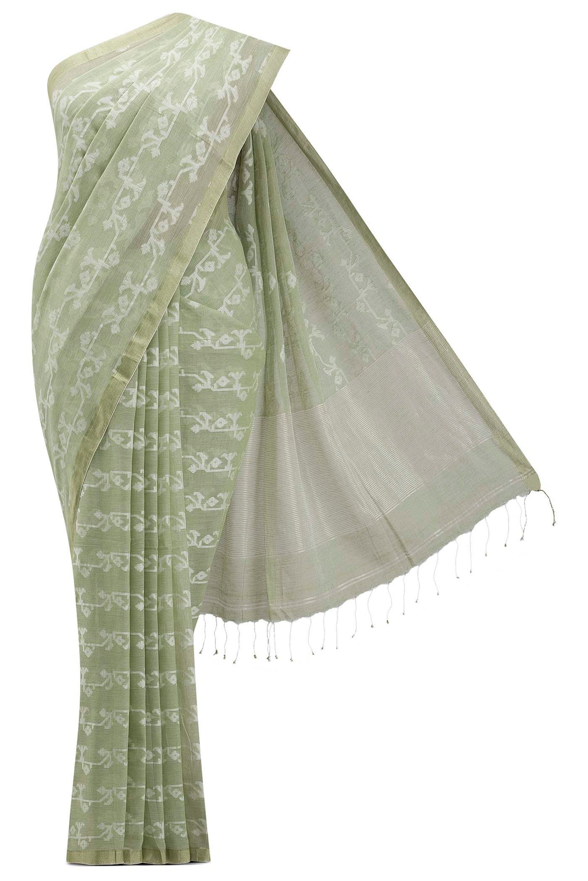 Kadambini-Light Green Bengal Cotton Saree