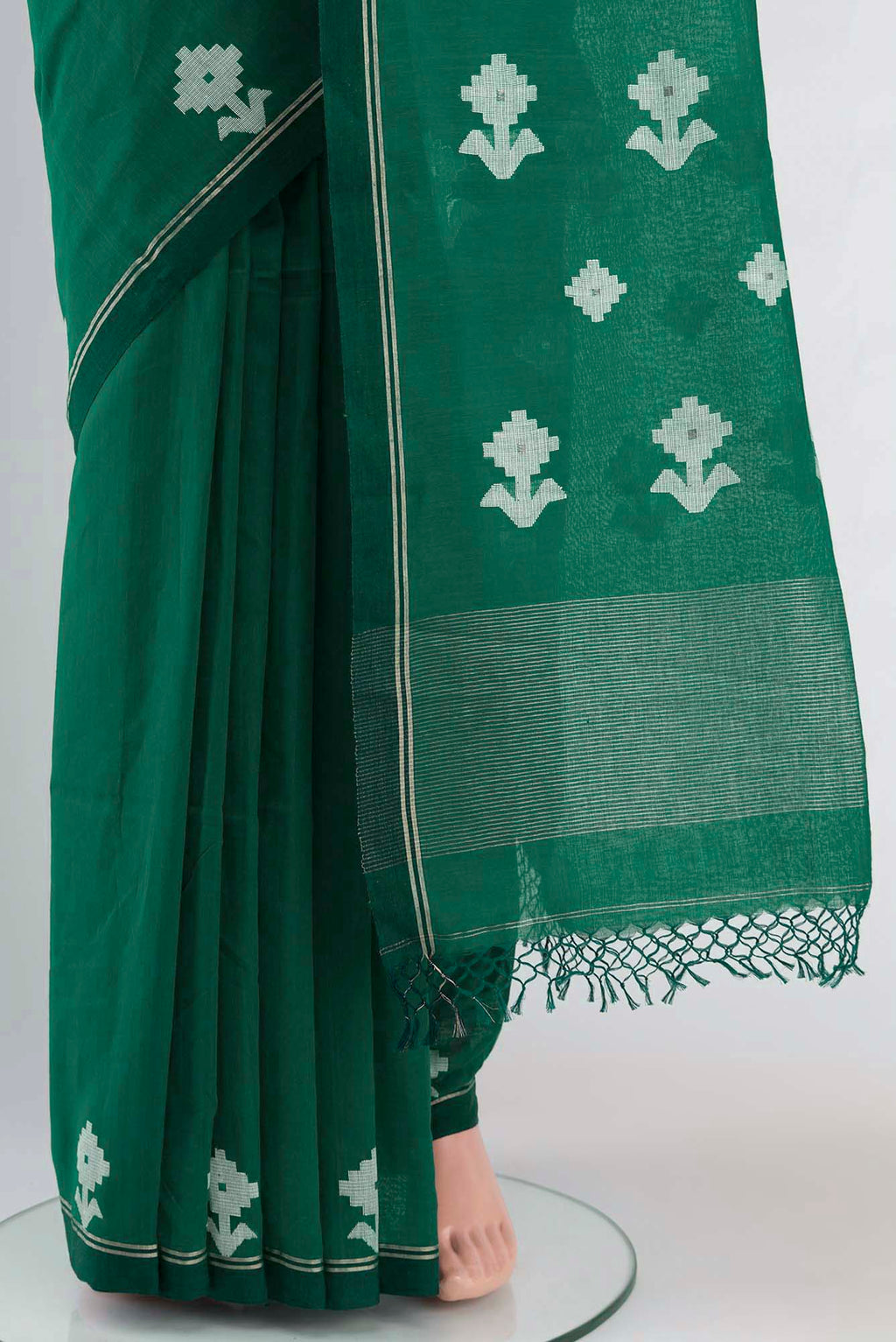 Anuradha-Bluish Green Bengal Cotton saree