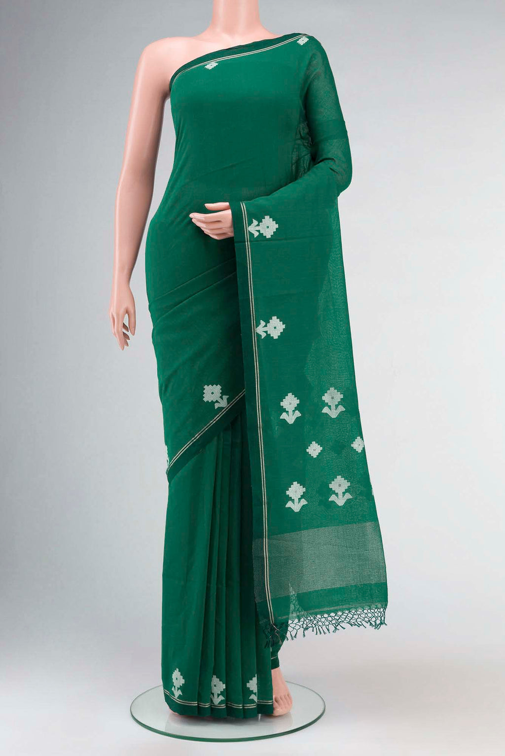 Anuradha-Bluish Green Bengal Cotton saree