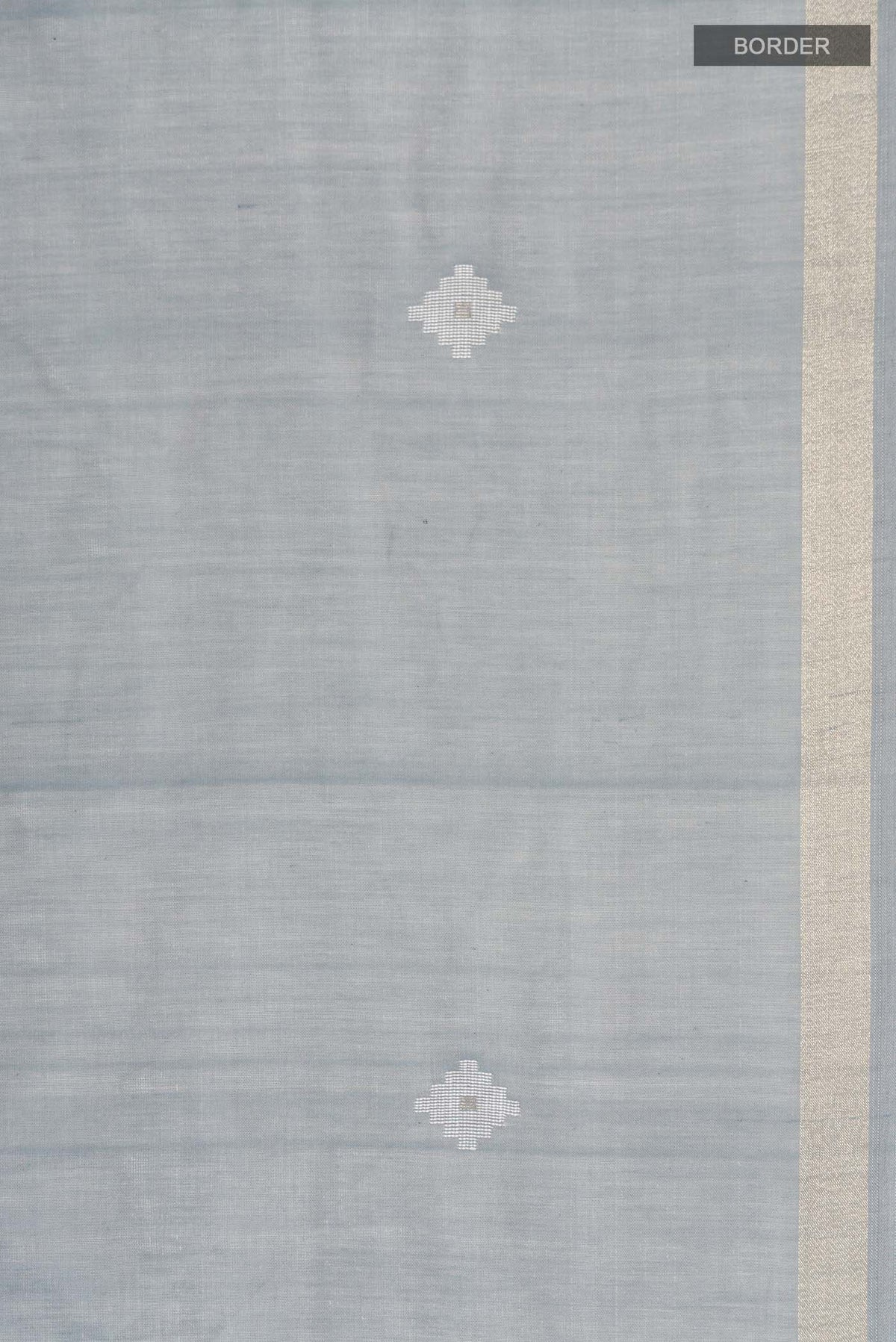Border image of Grey Bengal Cotton Saree with Plain Body and Zari Border