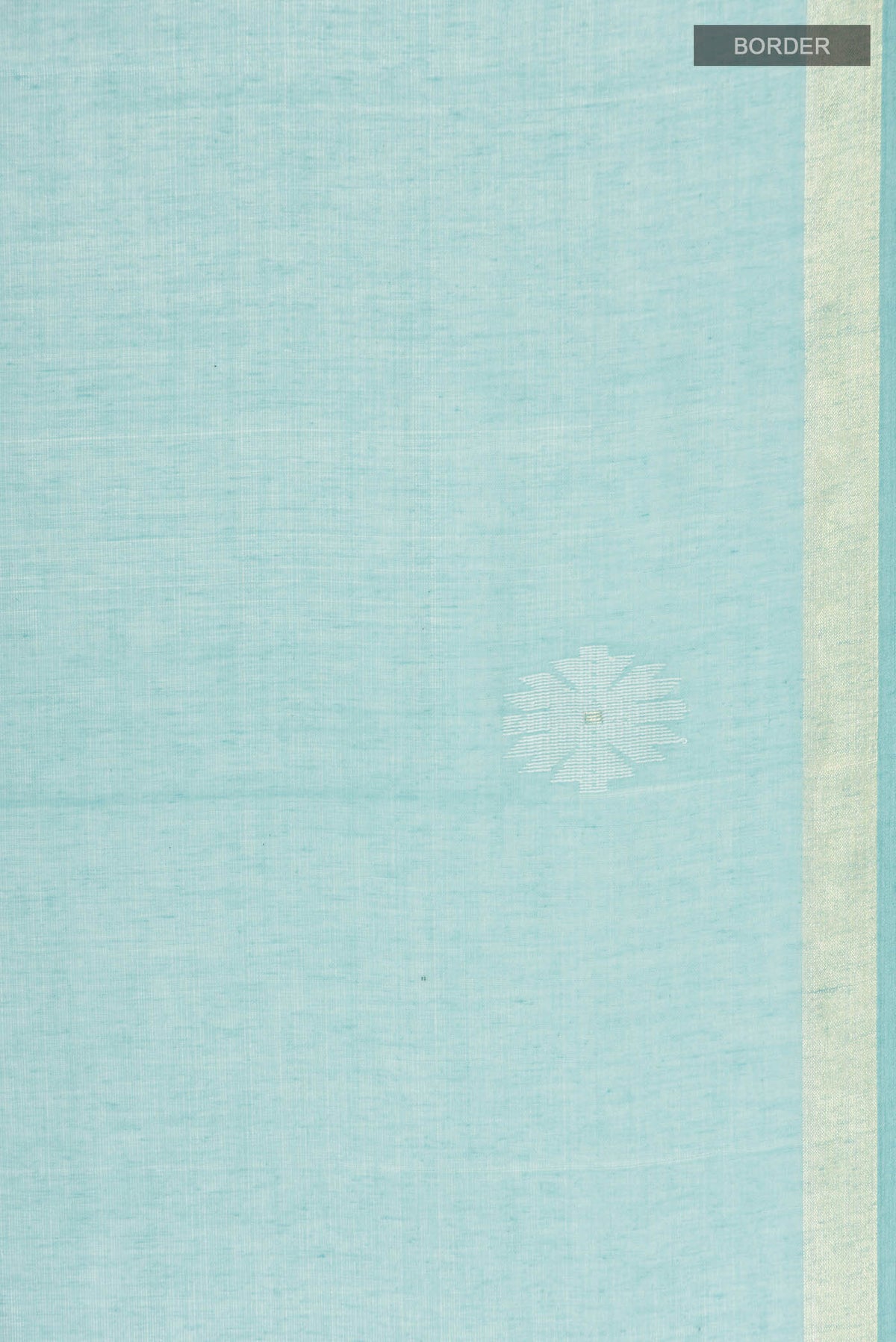 Border image of Turquoise Bengal Cotton Saree with Jamdani on the body and Zari Border