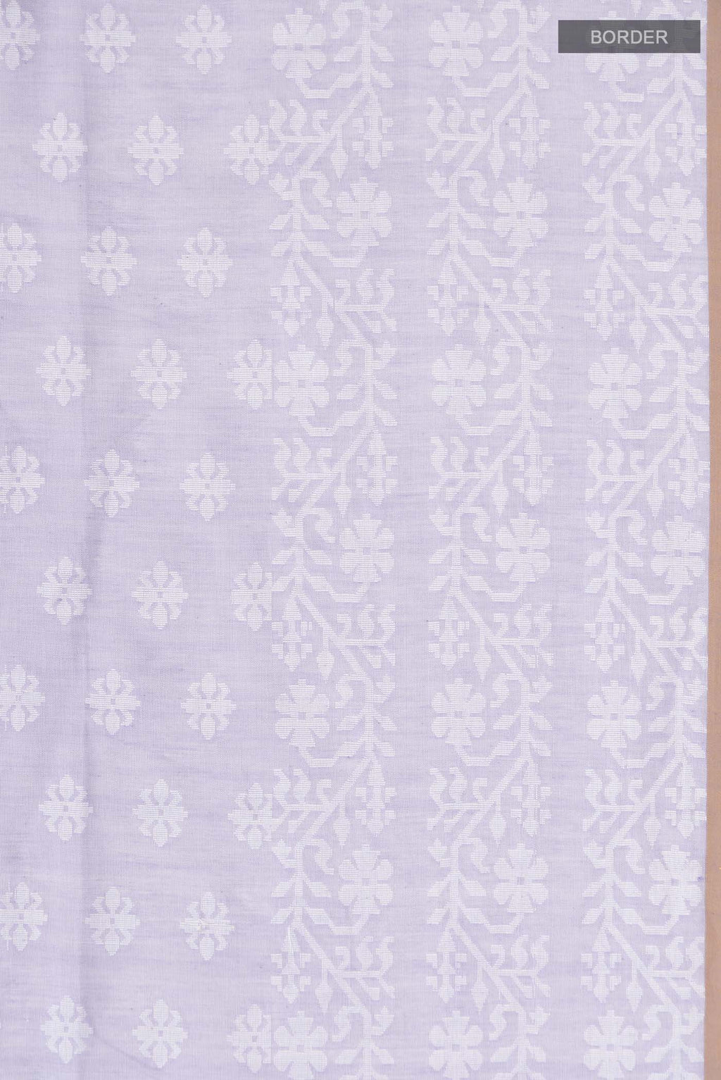 Border image of Lavender Bengal Cotton Saree with Jamdani on the body and Thread Border