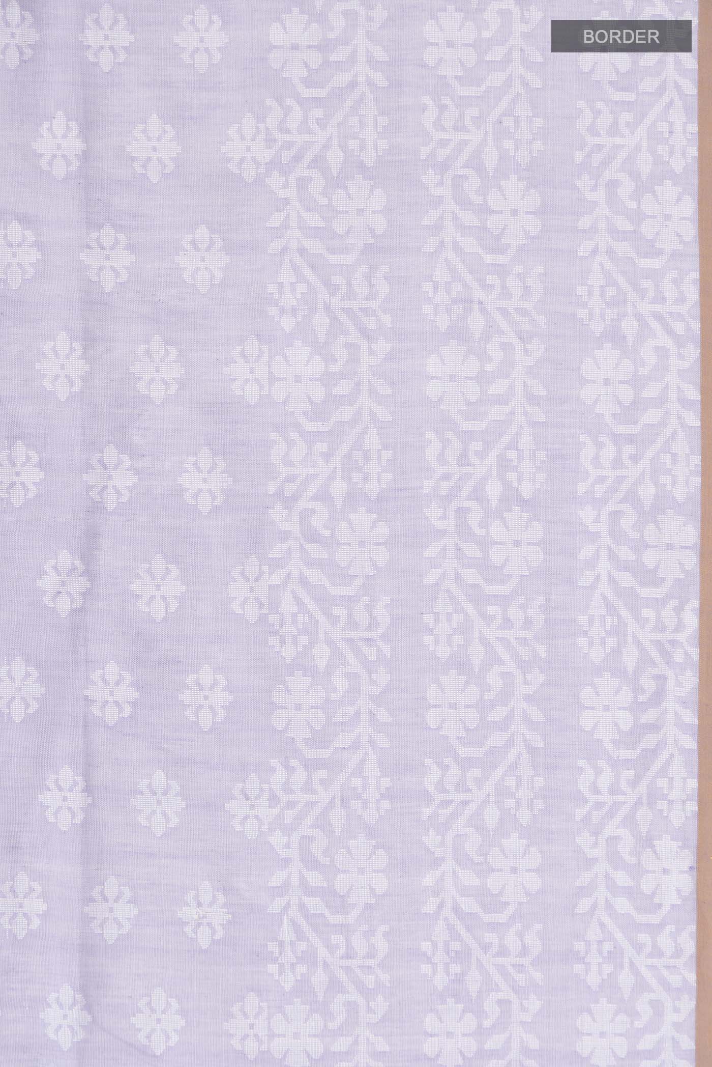 Border image of Lavender Bengal Cotton Saree with Jamdani on the body and Thread Border