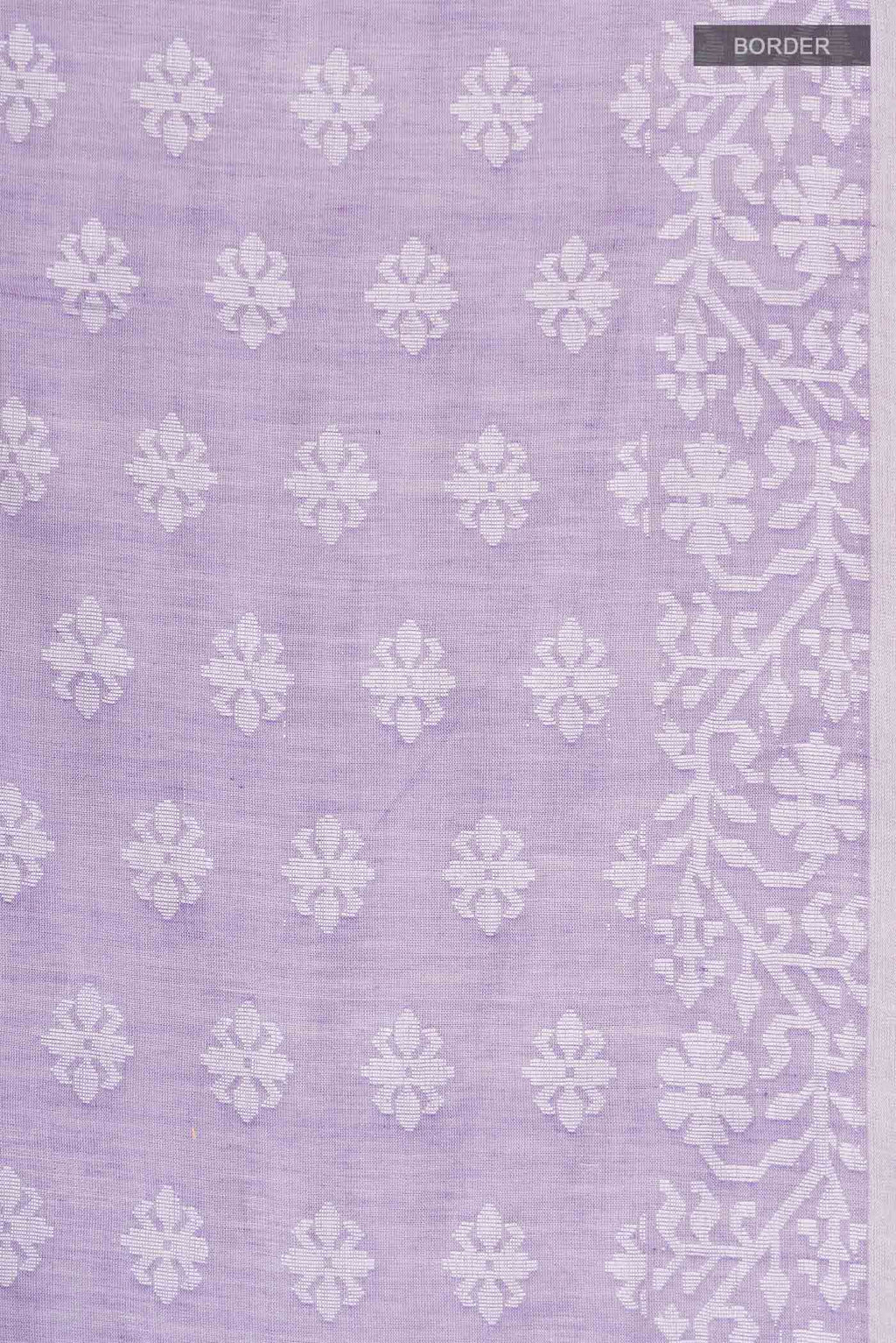 Border image of Lavender Bengal Cotton Saree with Jamdani on the body and Thread Border